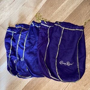 5 Crown Royal LARGE 13”x9” Purple Whisky Drawstring Storage Bags Pouches Flannel